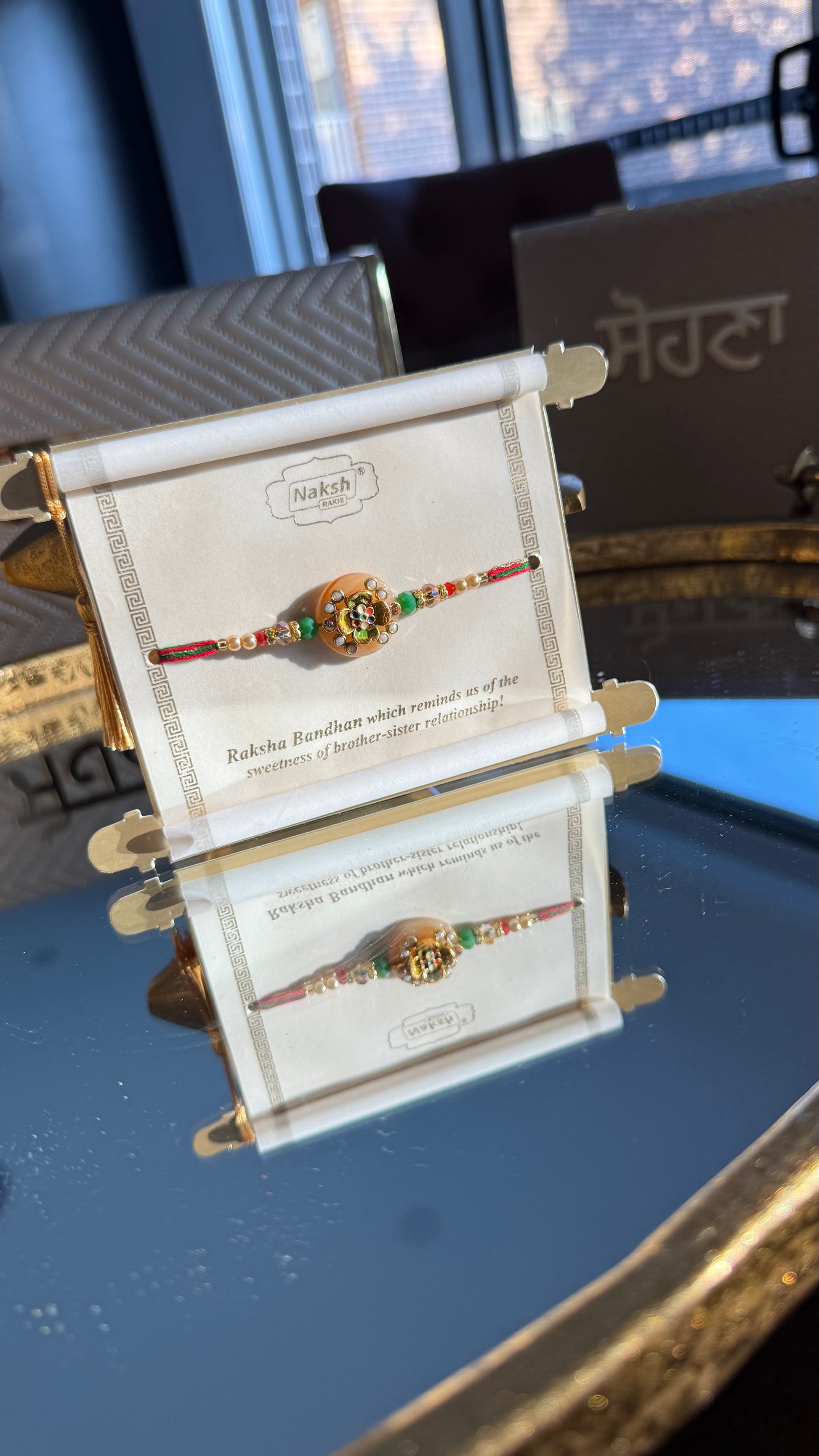uxury Rakhi hamper with designer Rakhi and chocolates
