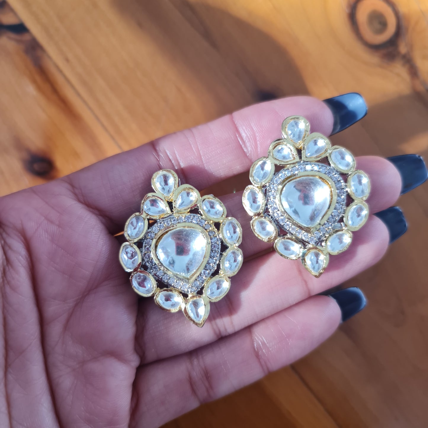 Diamond polki studs