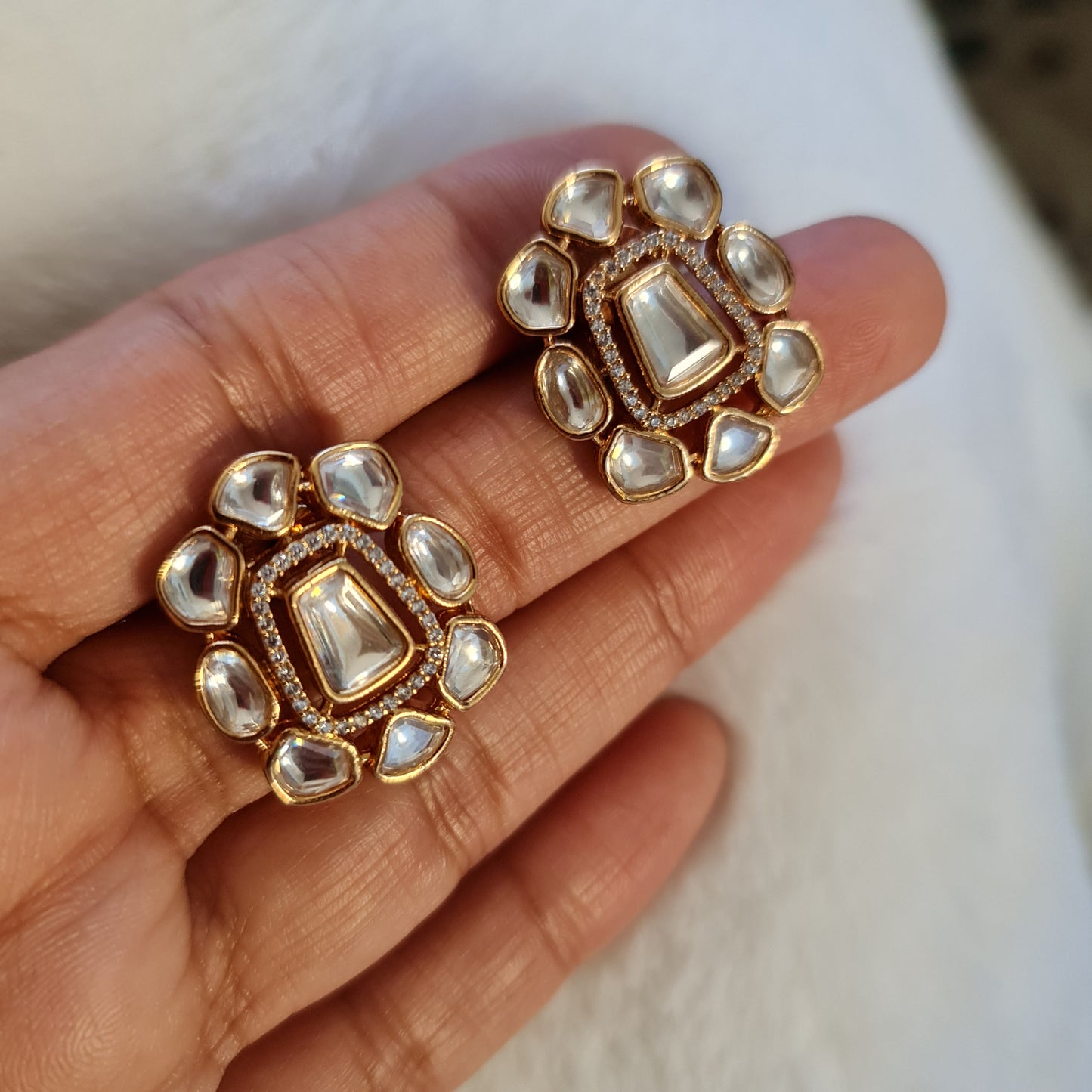 Diamond polki studs