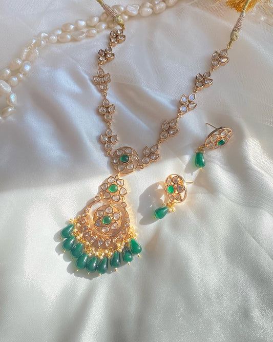 uncut kundan necklace green