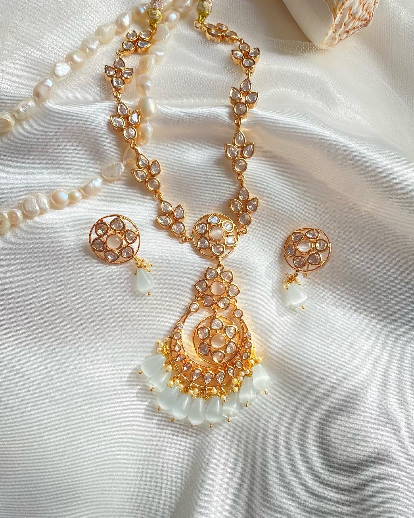 uncut kundan necklace white