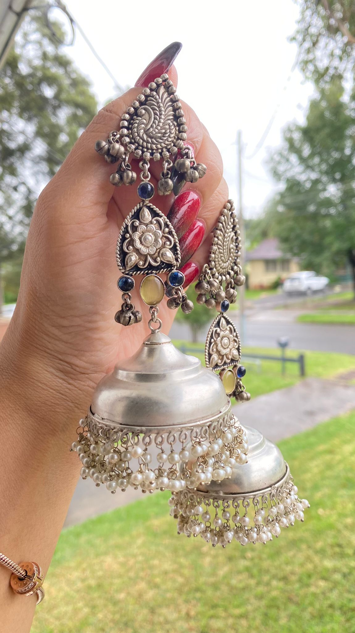 Sania oversized silver jhumka banjara