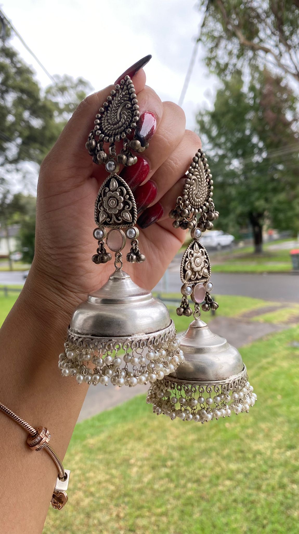 Sania oversized silver jhumka banjara