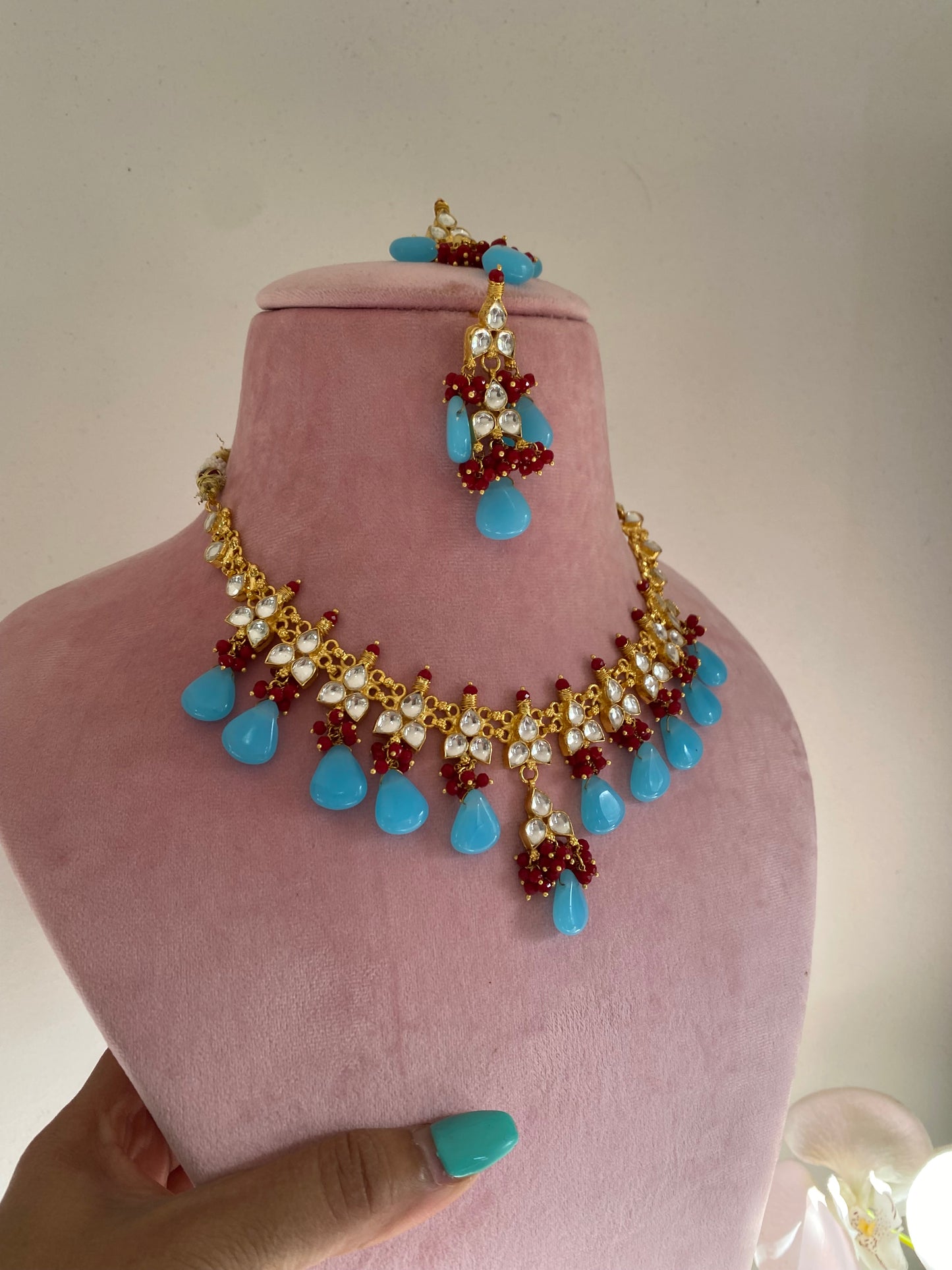 pachi kundan necklace earrings