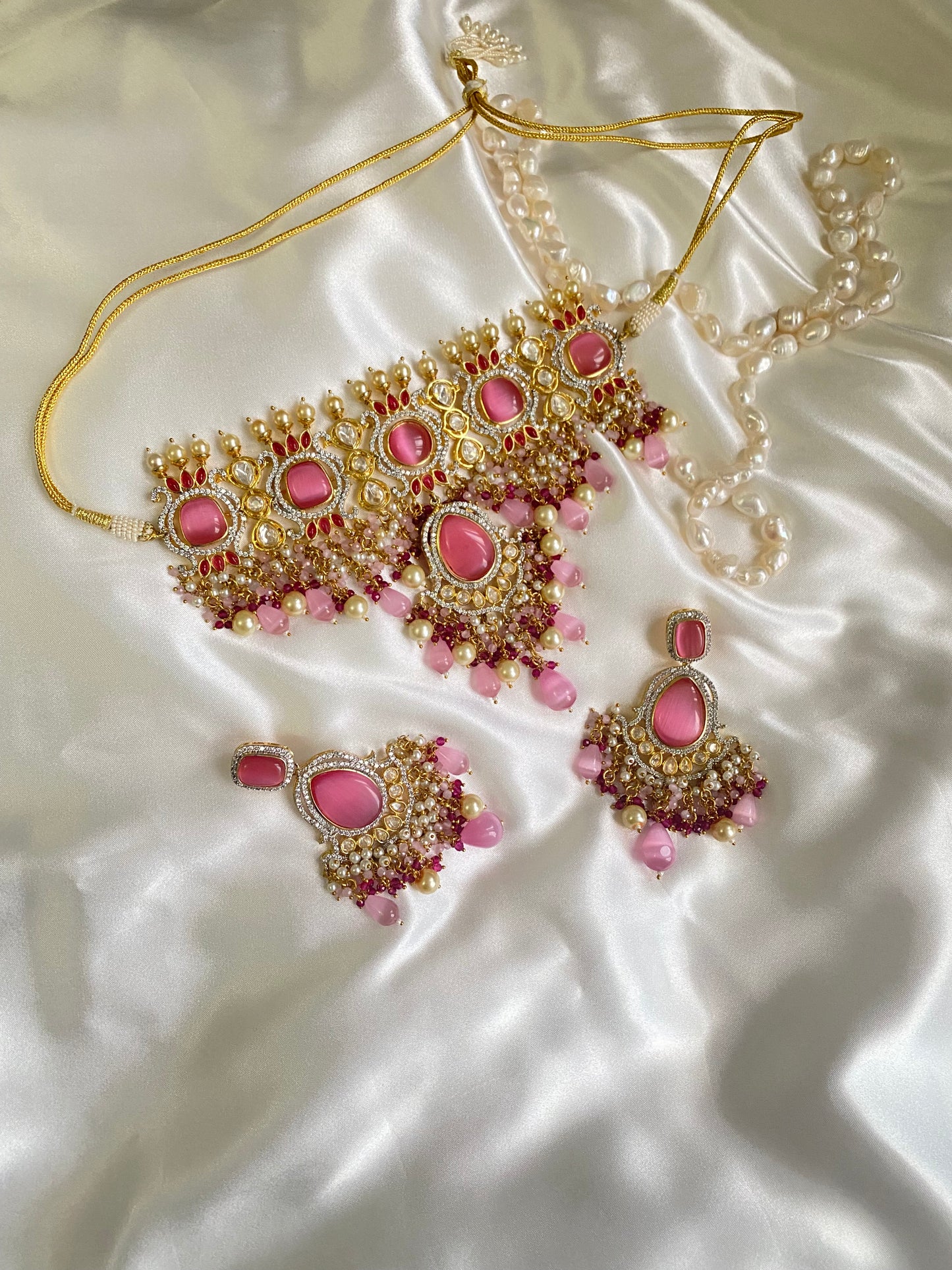 SAACHI uncut kundan dual tone Choker Pink