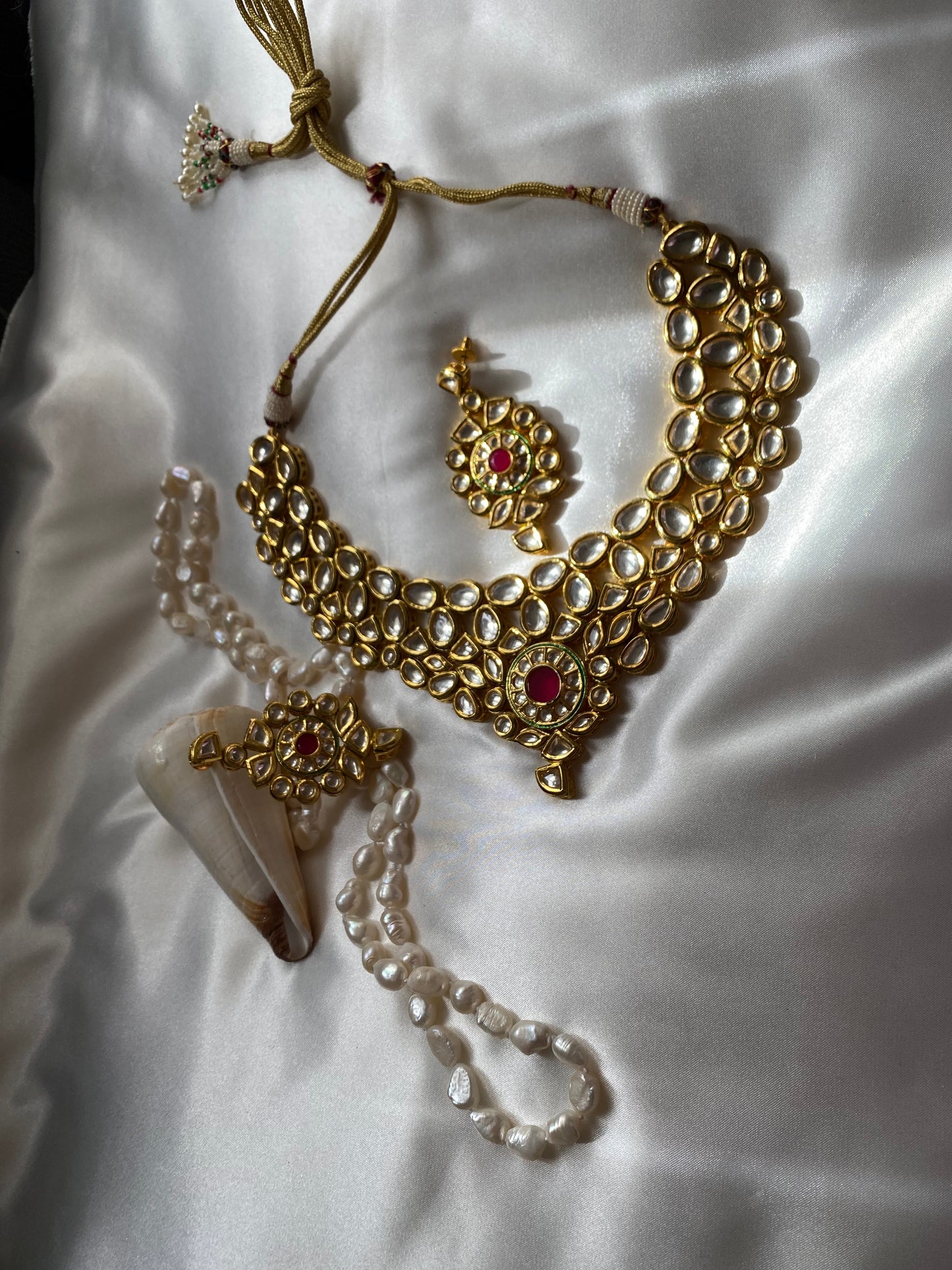 kundan necklace with meena base