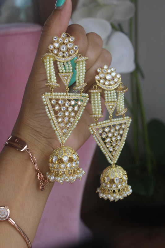 uncut kundan silver foil kundan earrings golden