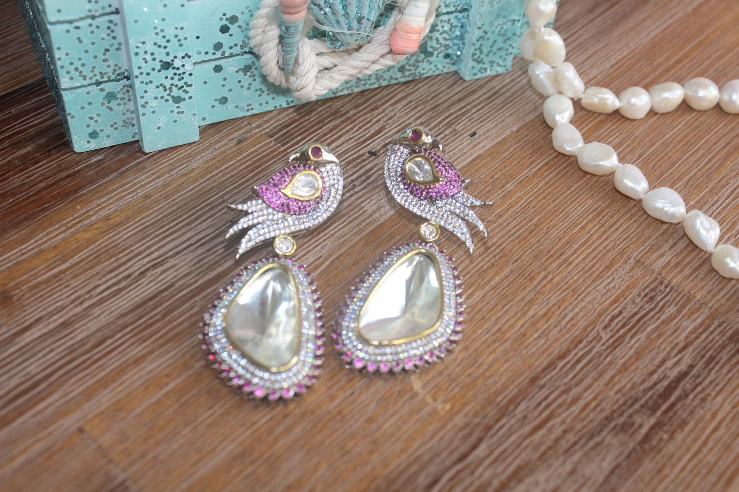 uncut kundan earrings