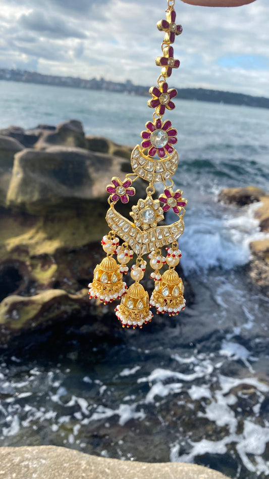 KEHAR pachi kundan oversized earrings with sahare
