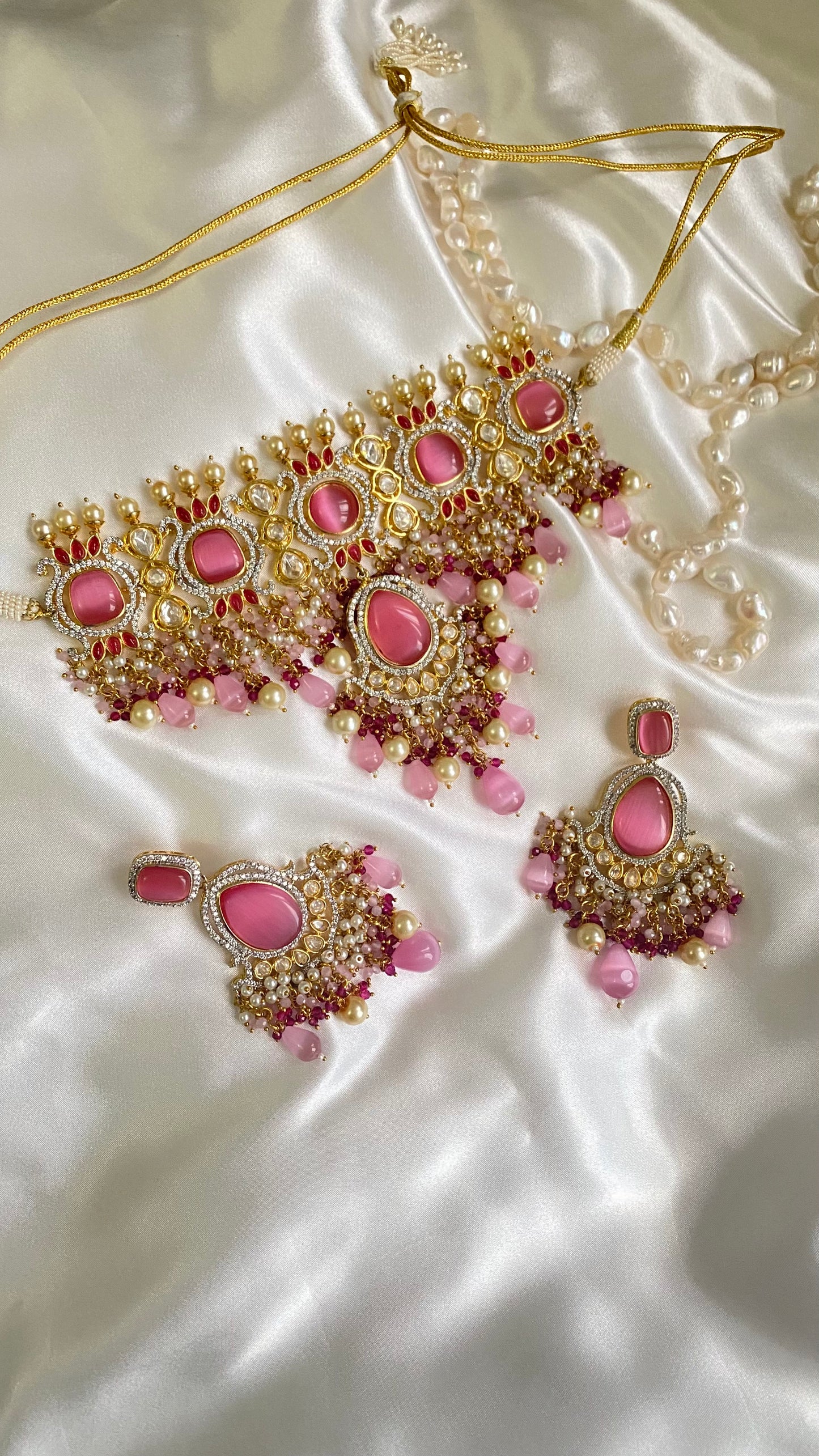 SAACHI uncut kundan dual tone Choker Pink