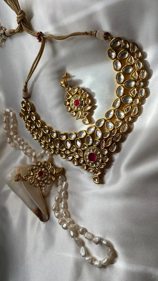 kundan necklace with meena base