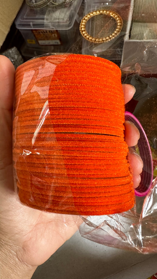 orange Metal velvet Bangles