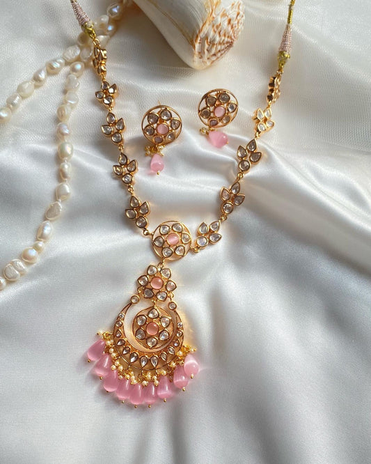 uncut kundan necklace pink
