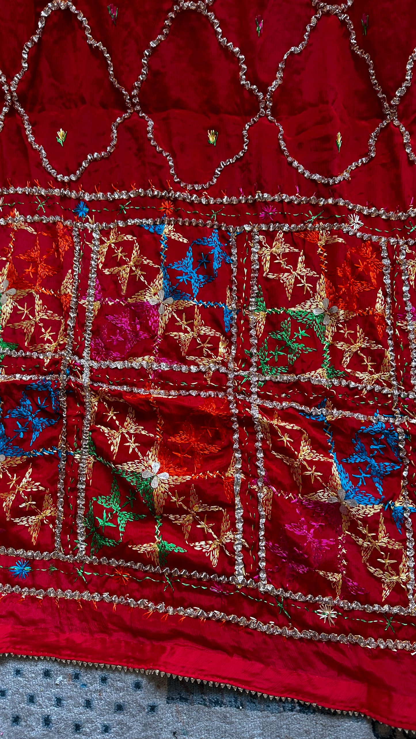 Red phulkari Dupatta