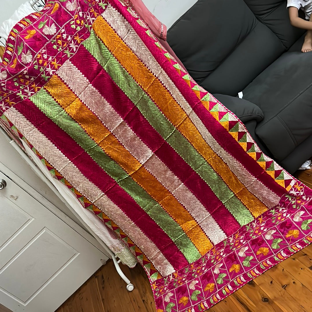 Pure chinon phulkari dupatta