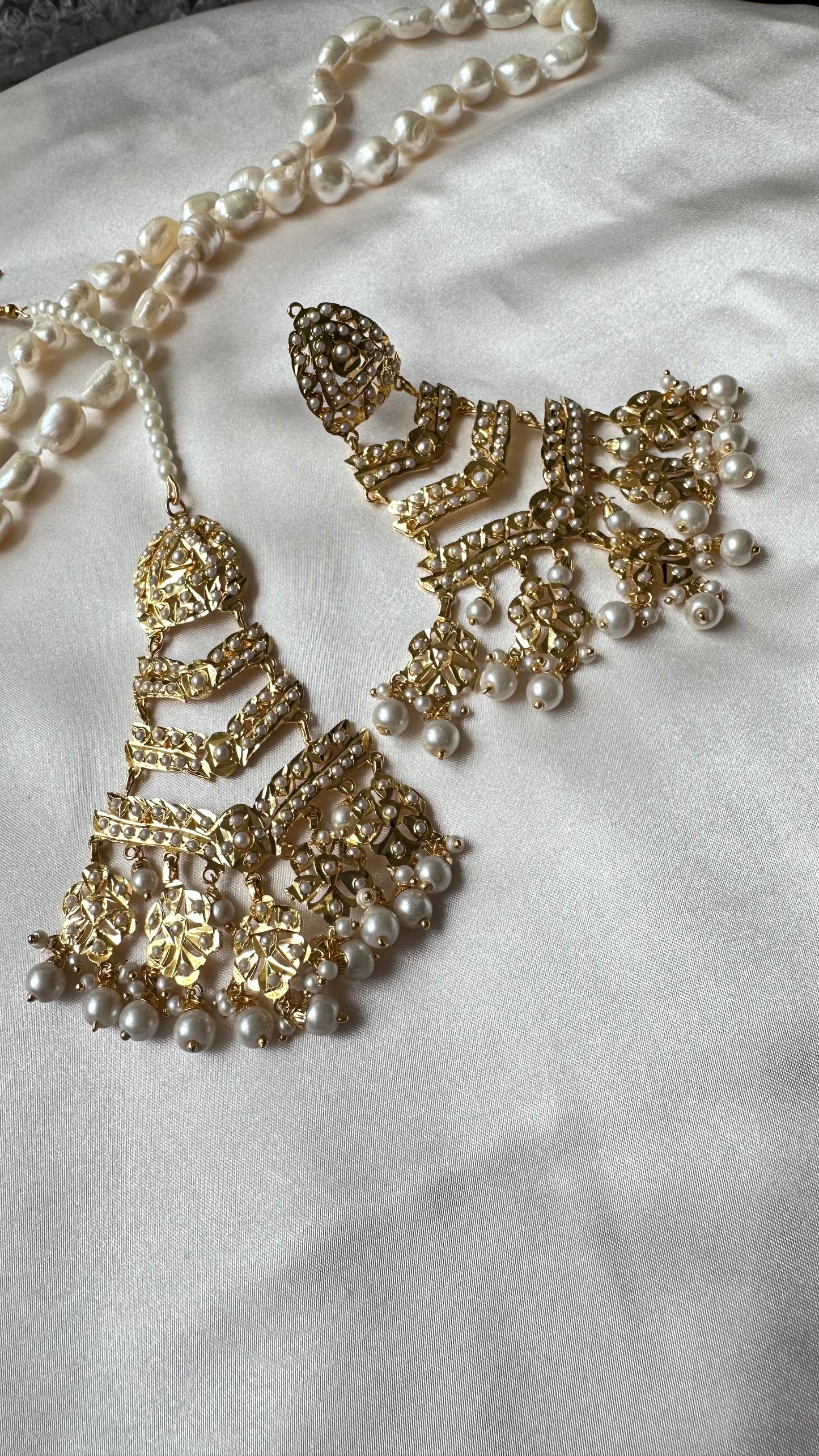 Real jadau earrings tikka set