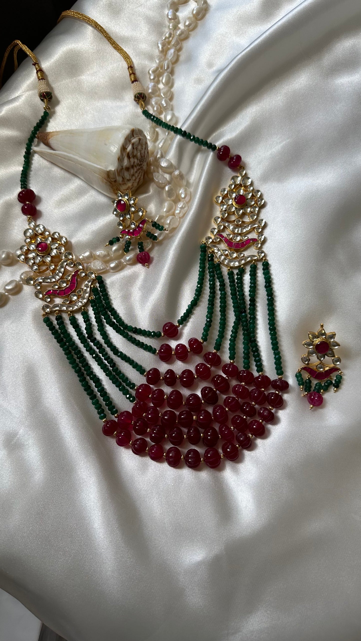 Pachi kundan long necklace