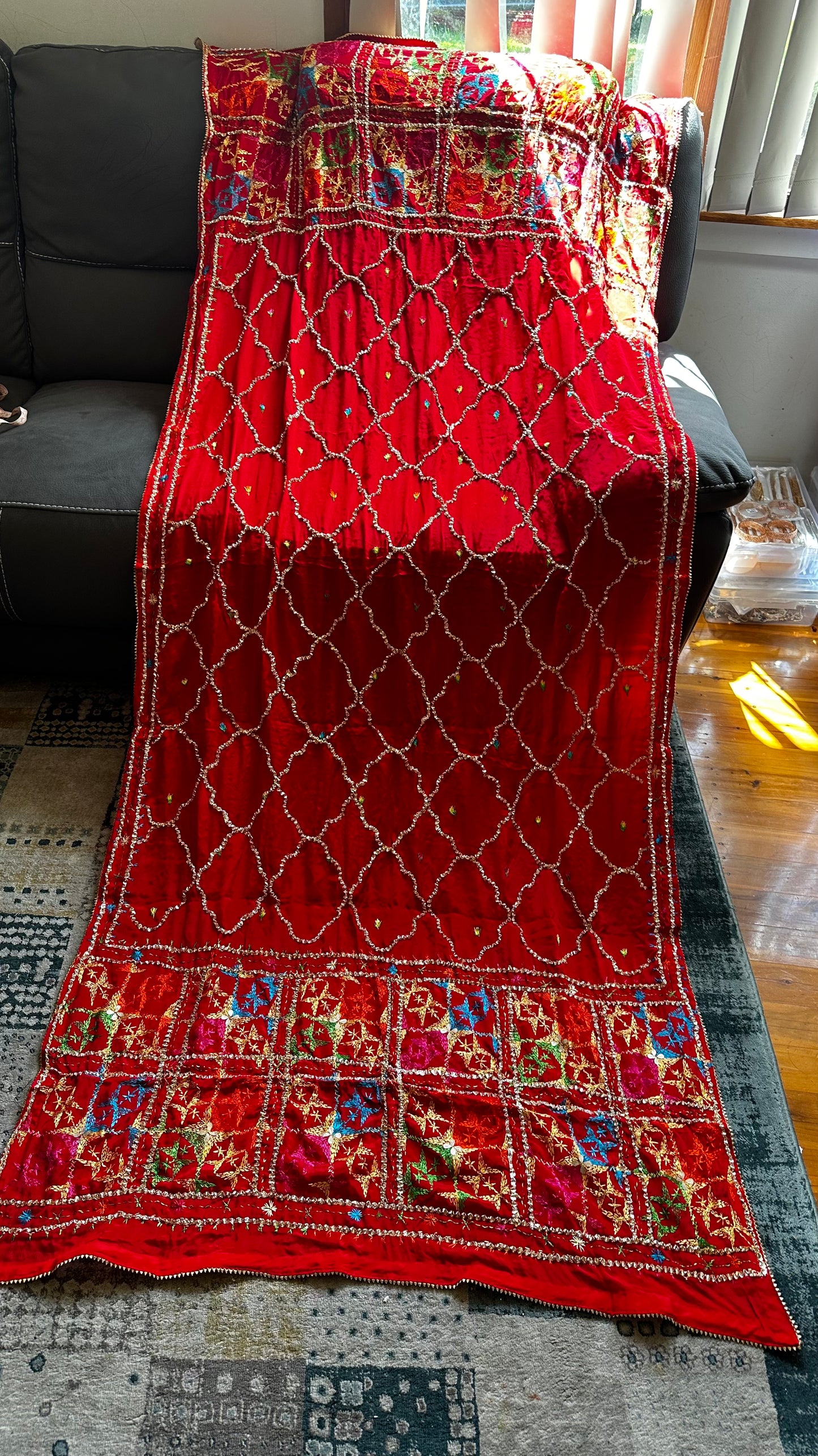 Red phulkari Dupatta