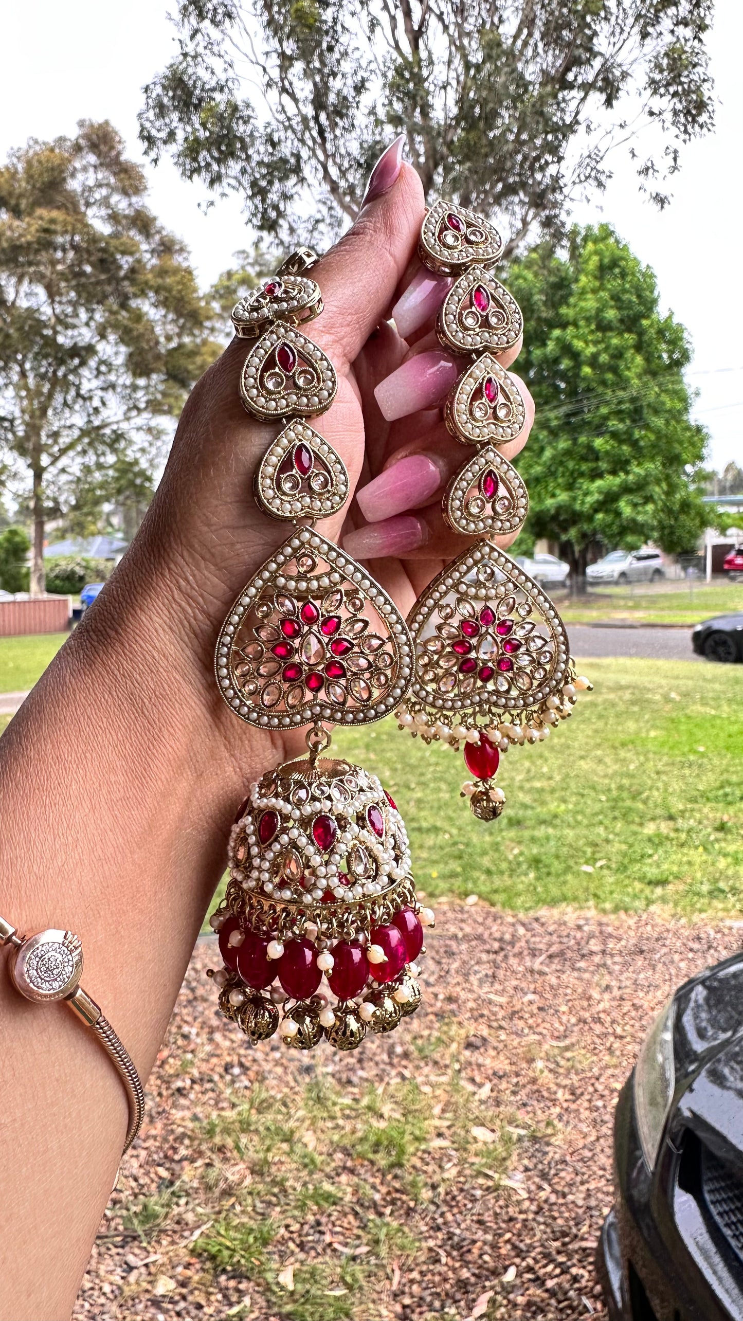 REHBAR oversized jhumka with sahare