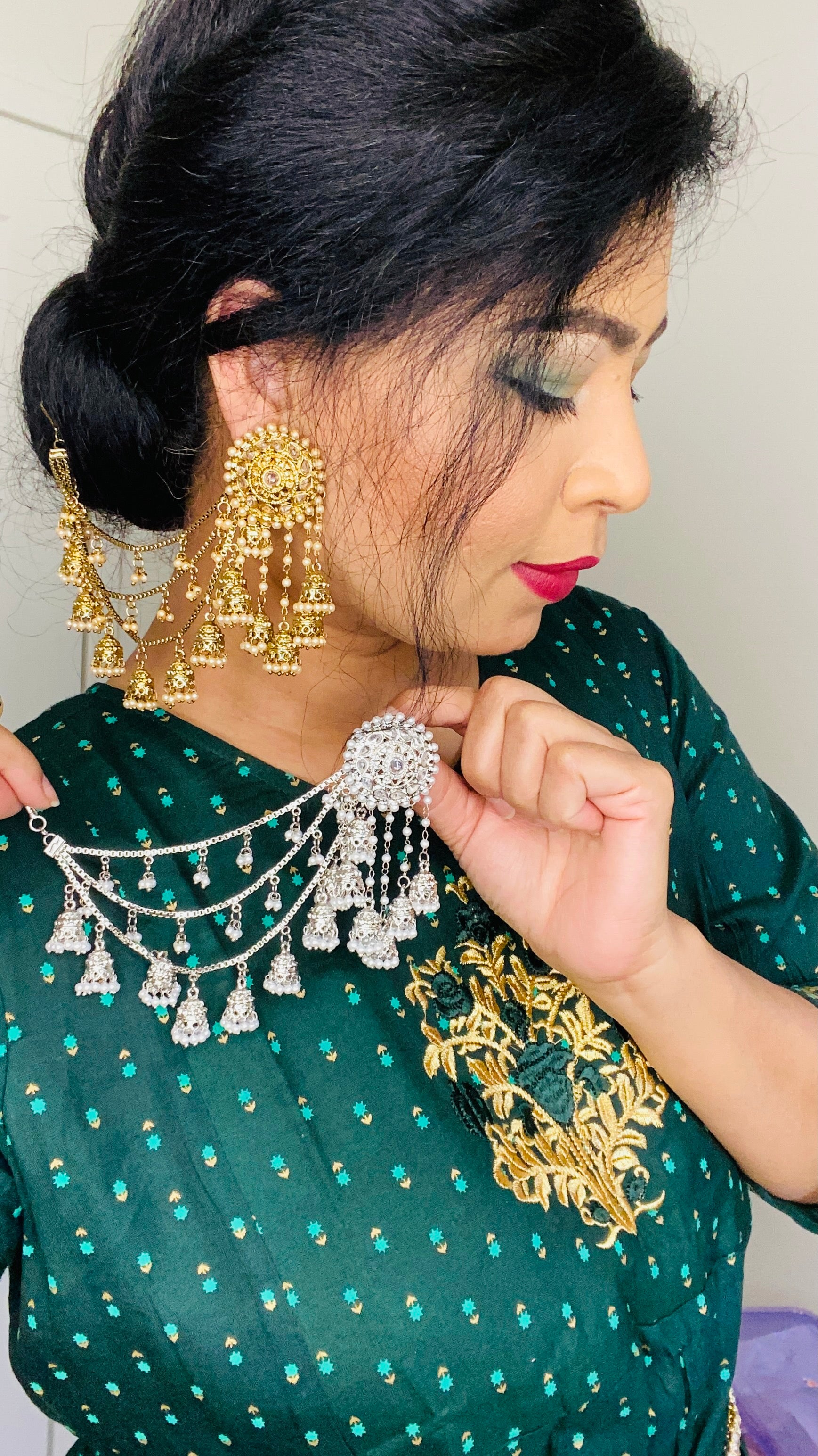 Buy Polki Ear Chain, Sahare, Earrings Support Chain, Gold Kaan Chain,  Indian, Pakistani Jewelry, Hair Accessories Online in India - Etsy
