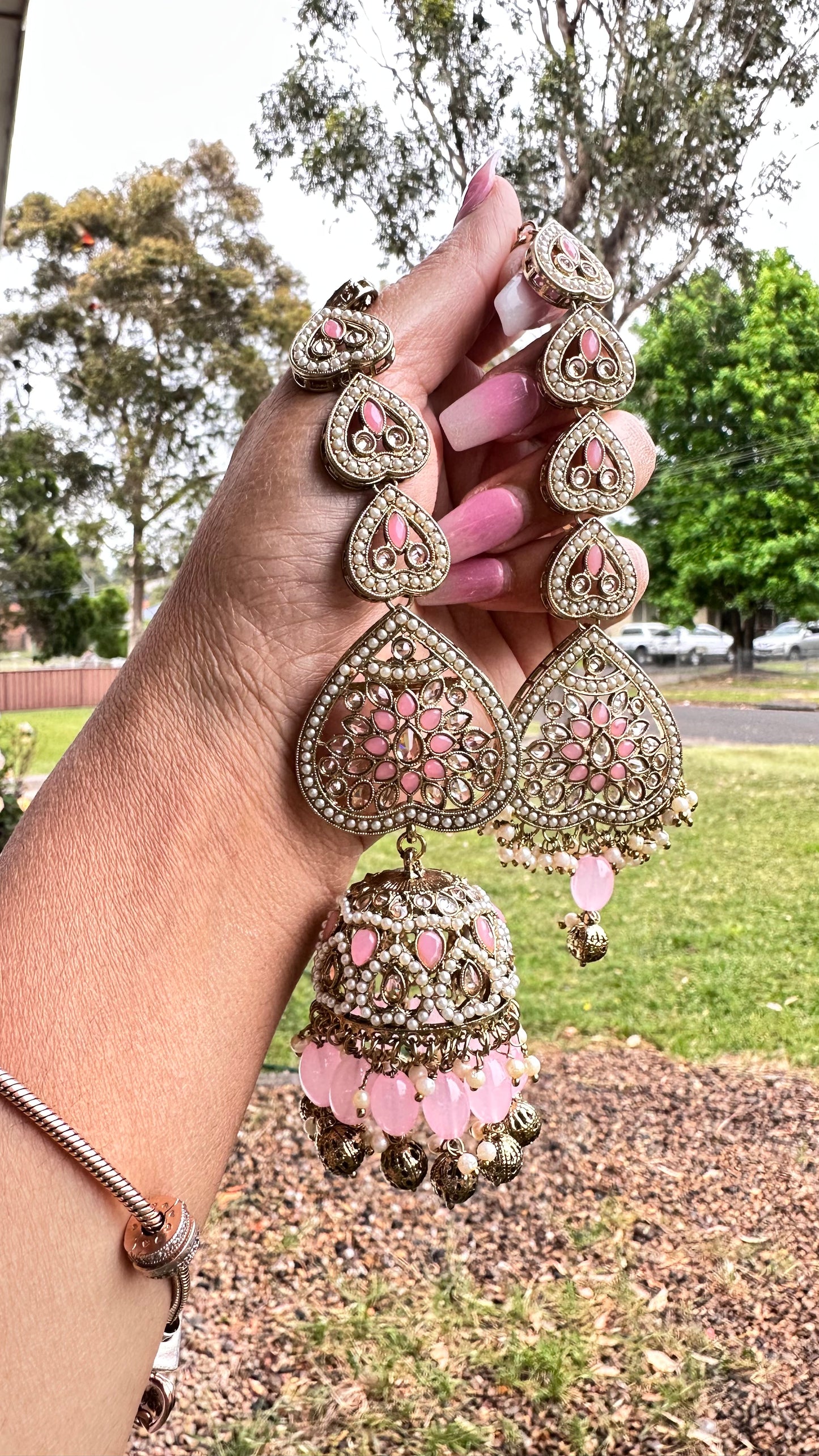 REHBAR oversized jhumka with sahare