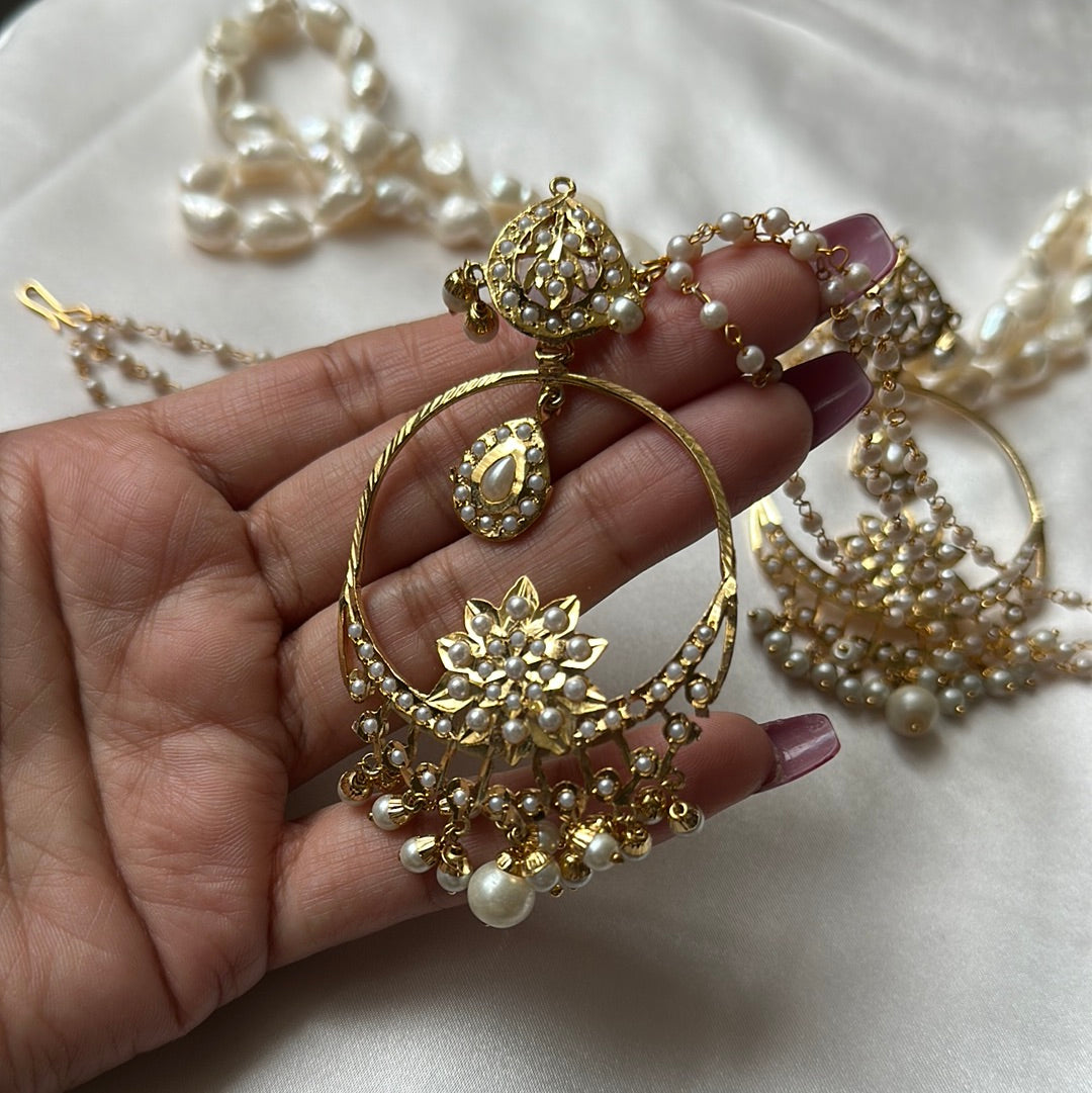 Real jadau earrings with sahare