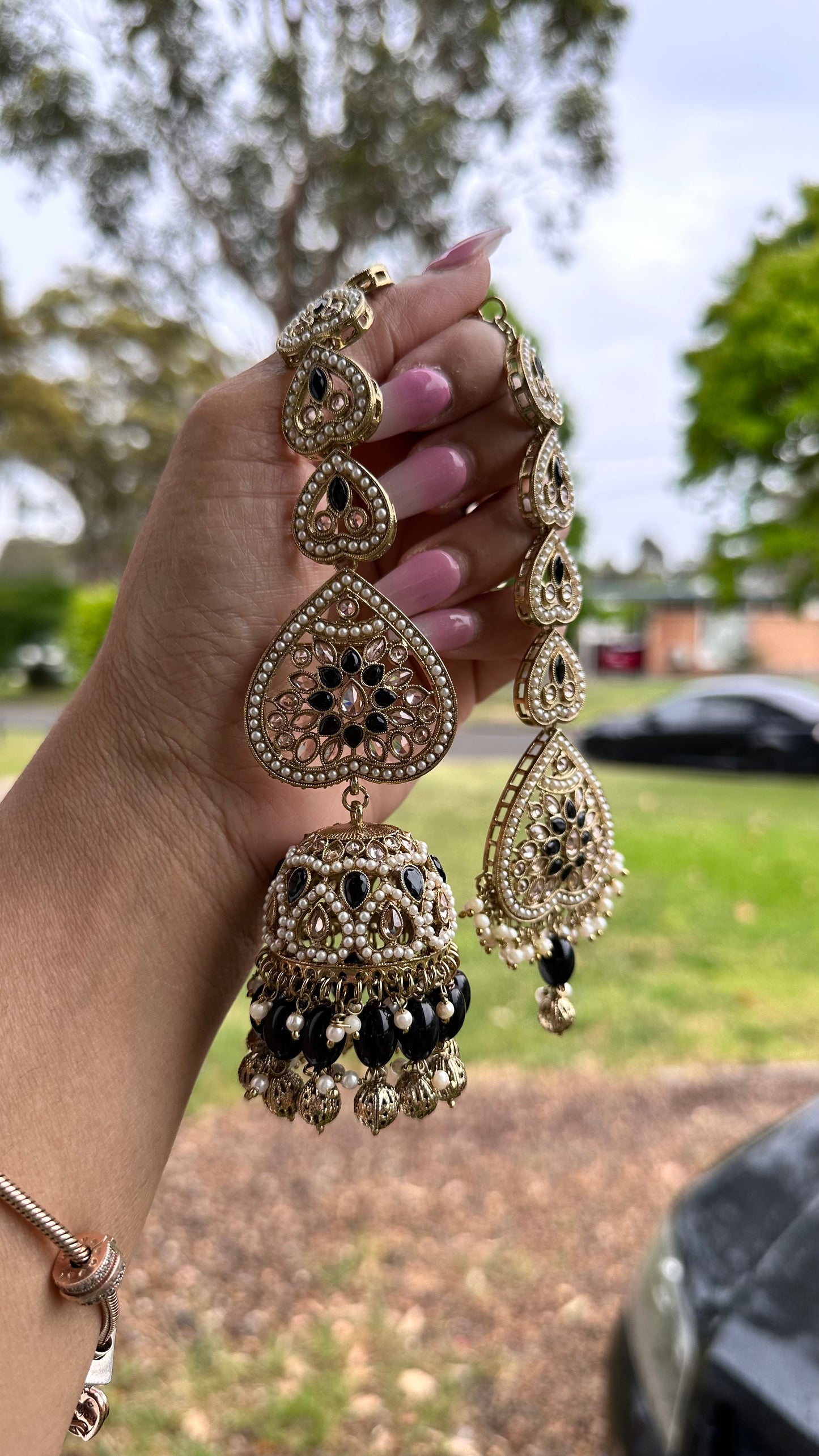 REHBAR oversized jhumka with sahare