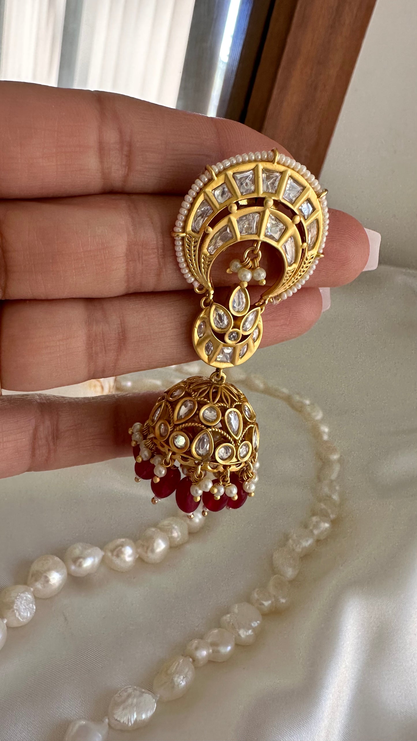 Uncut kundan jhumka