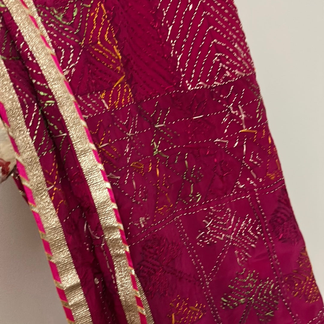 Pure chinon phulkari dupatta