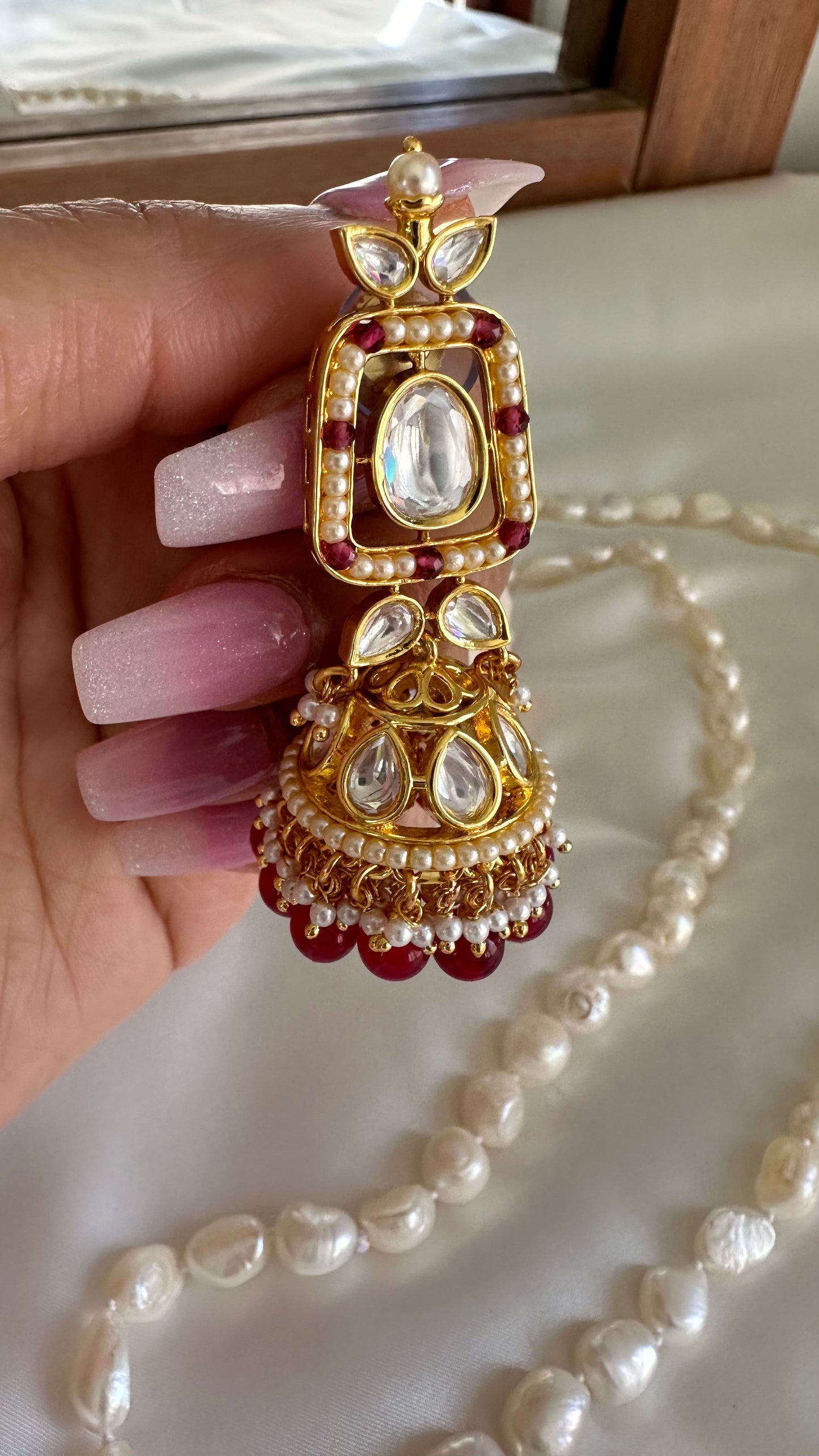 Uncut kundan jhumka