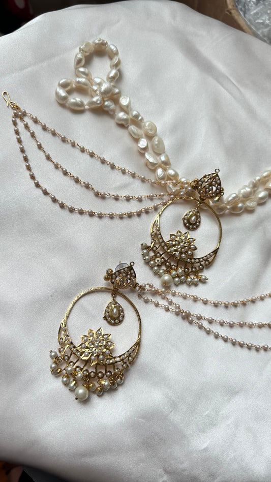 Real jadau earrings with sahare