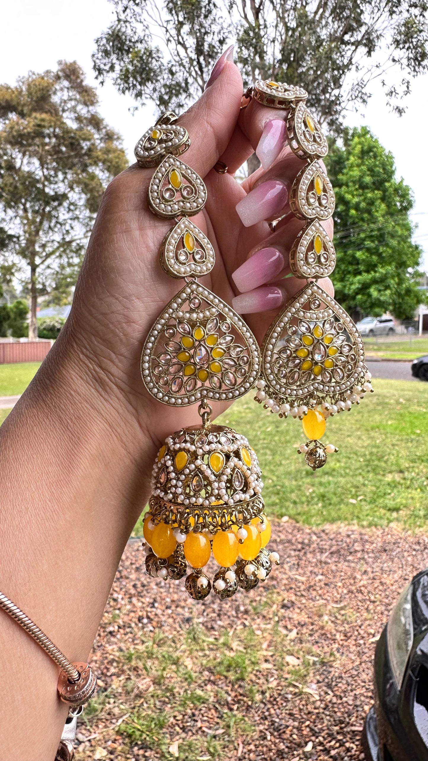 REHBAR oversized jhumka with sahare