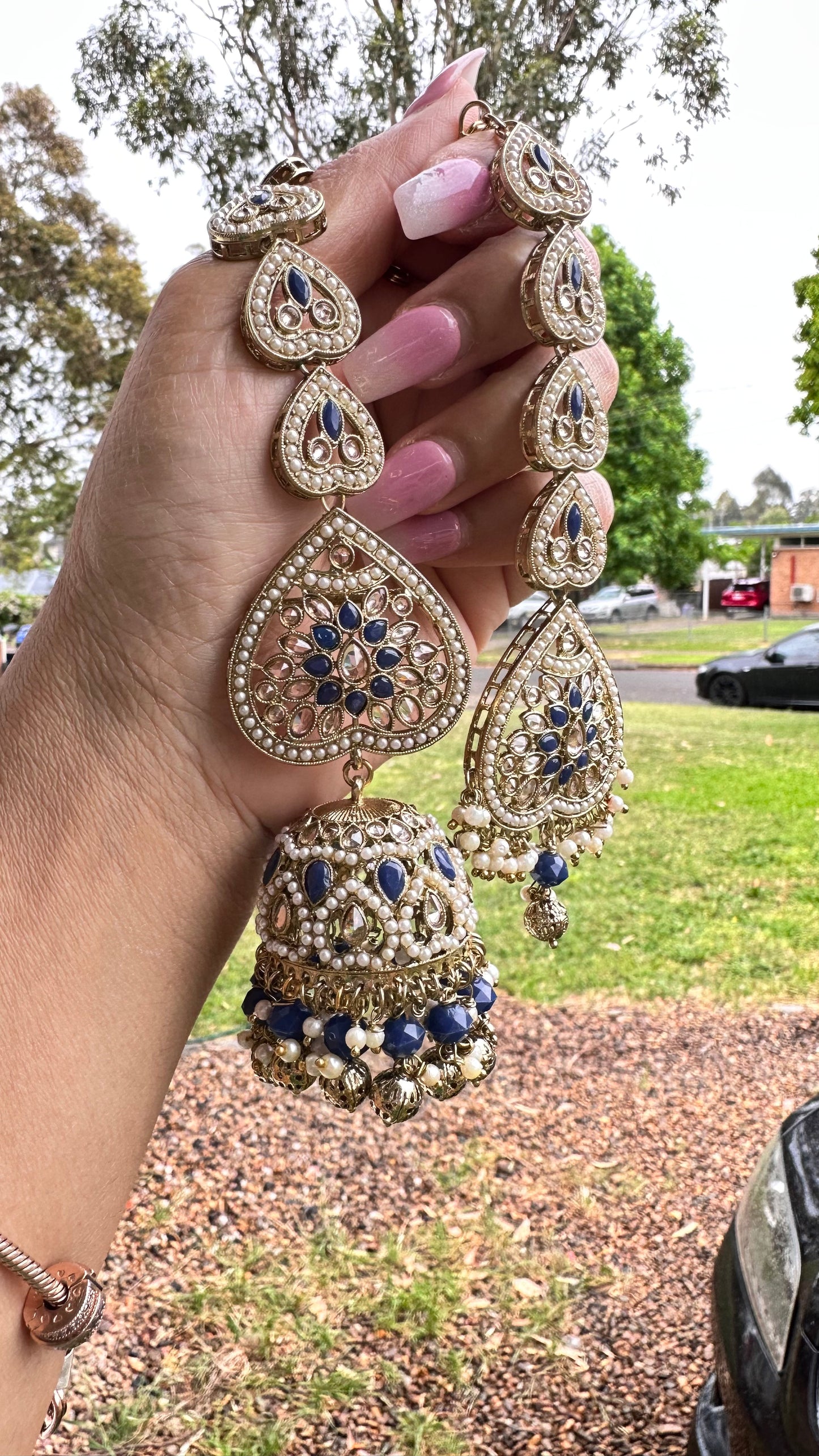 REHBAR oversized jhumka with sahare