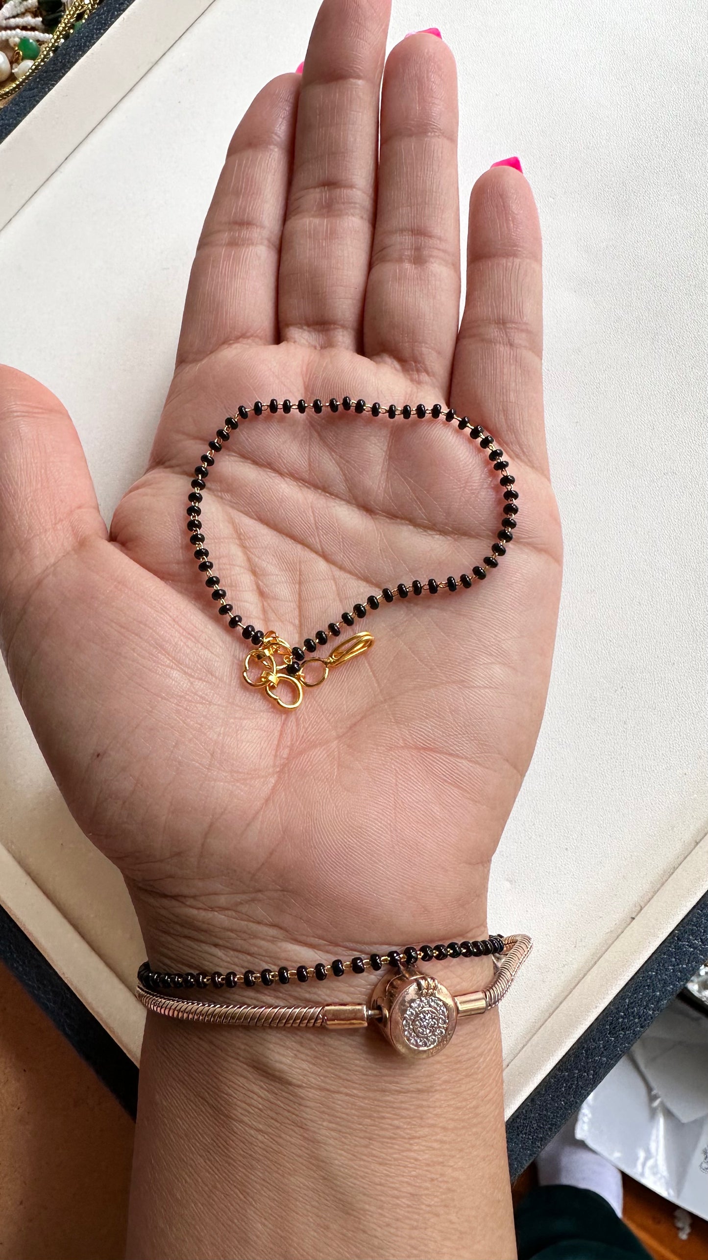 Evil eye black chain hand bracelet rakhi