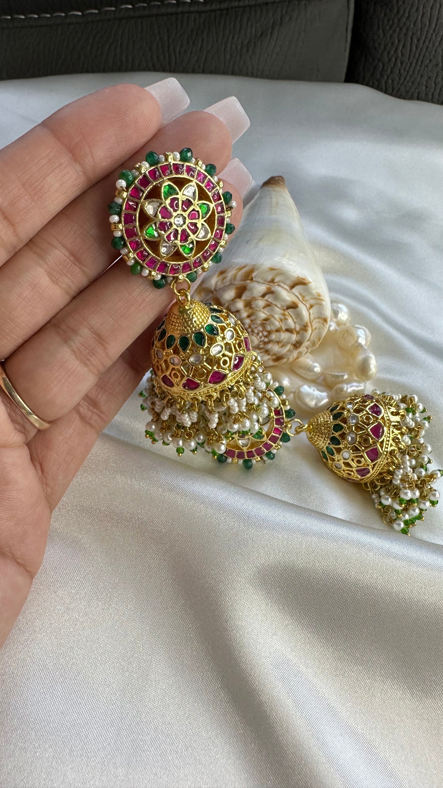 Pachi kundan multi jhumka